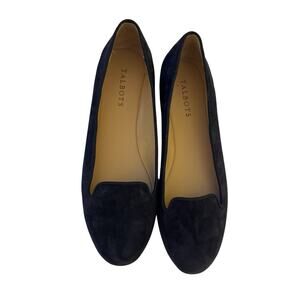 $185 Talbots NWOT Navy Blue Suede Loafers Womens 8 New Classic Slip On Flat Prep